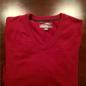 Eddie Bauer Men's V-Neck Sweater in Holiday Red